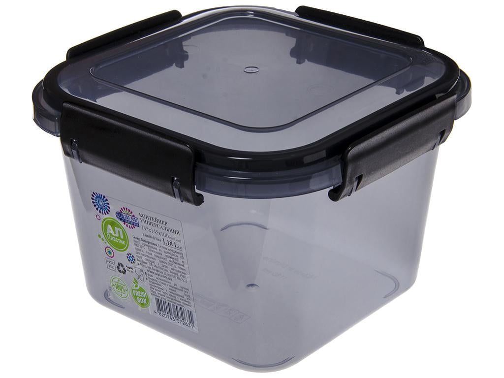 Контейнер универсальный Ал-Пластик Limited line квадратный 14,5х14,5х10 см 1,18 л Черный (MAP-72631) Контейнер универсальный Ал-Пластик Limited line квадратный 14,5х14,5х10 см 1,18 л Черный (MAP-72631)