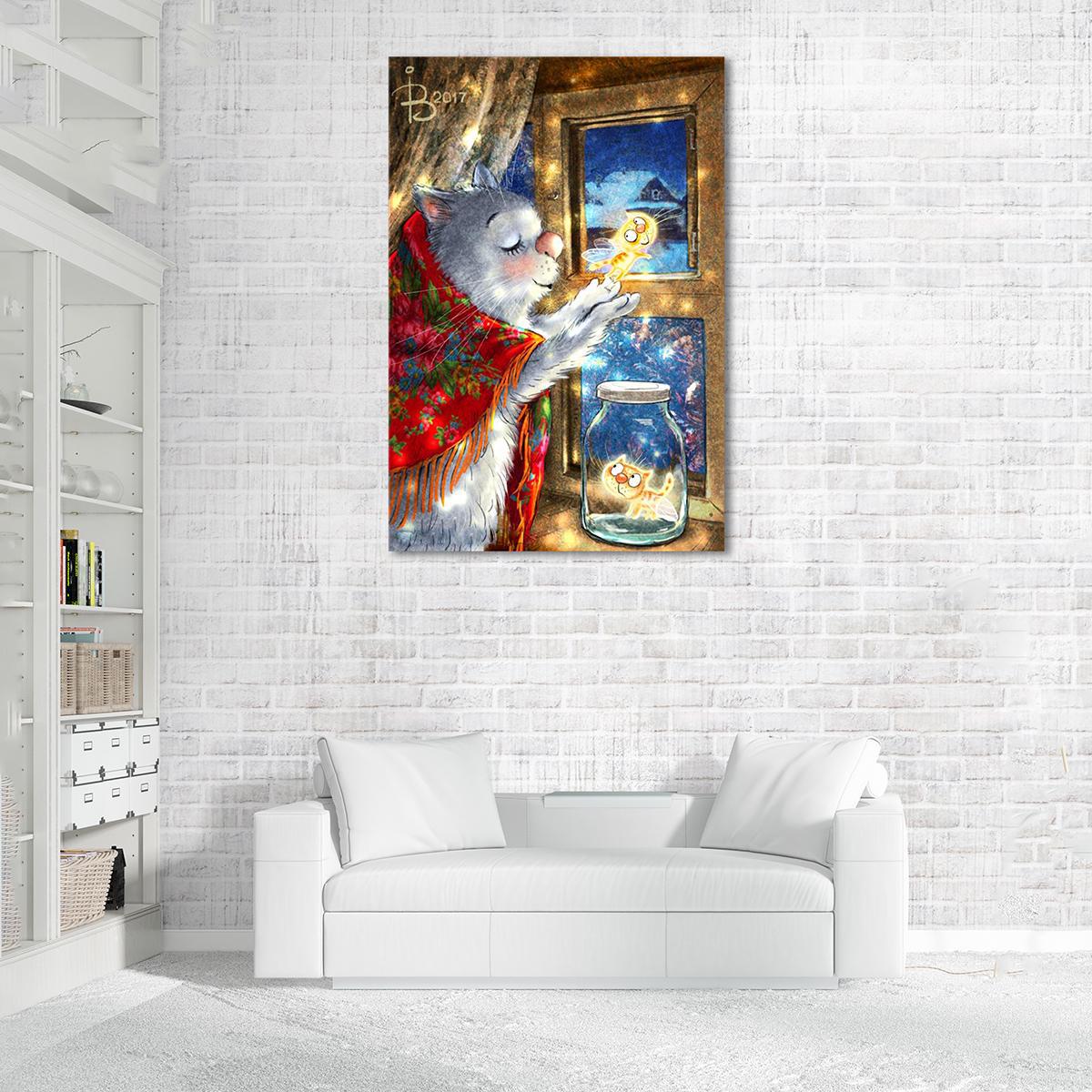 Модульная картина Лети-лети, котофеечка. 1 модуль 50x75 см