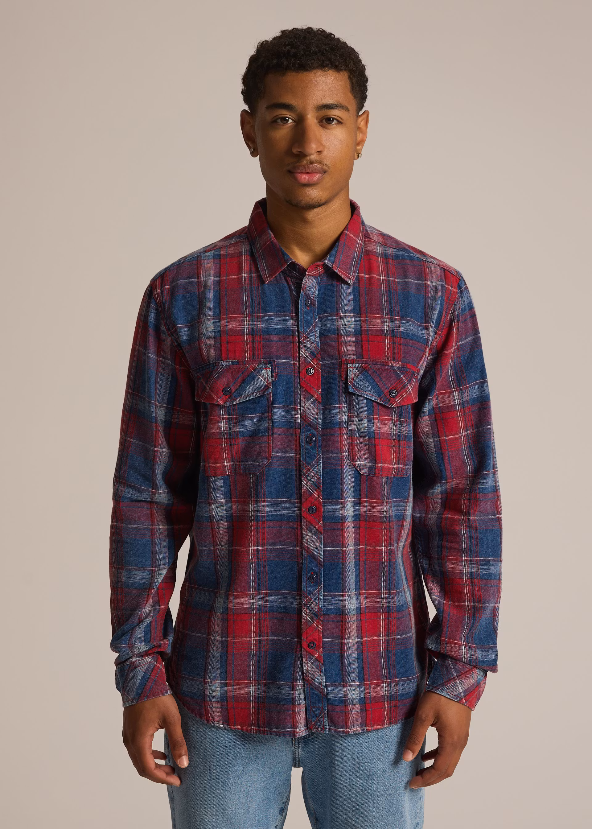 Рубашка мужская Diverse BURRN LG XL Синий/Красный (5905384166678)