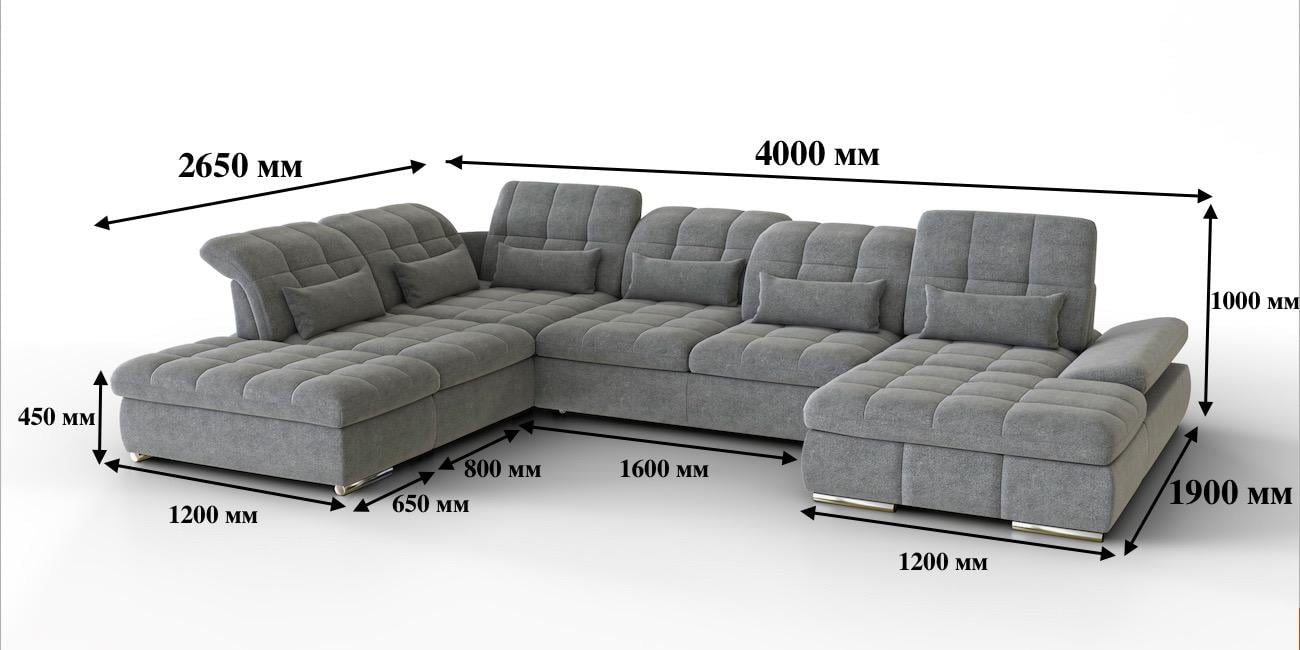 Диван Фест модульный раскладной 4000х1000х2650 мм Серый - фото 3