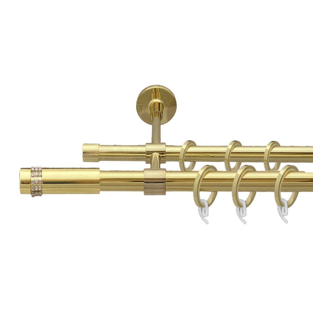 Карниз Orvit Градієнта металевий дворядний закритий гладка труба кільце фасонне металеве 19/16 мм 160 см Золото (00-00009322)