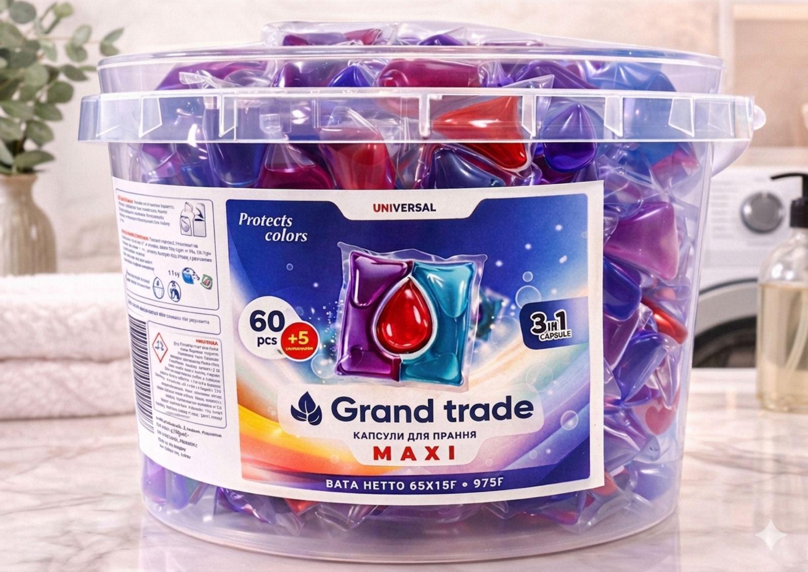 Капсулы для стирки Grand Trade Maxi 3в1 60+5 шт.