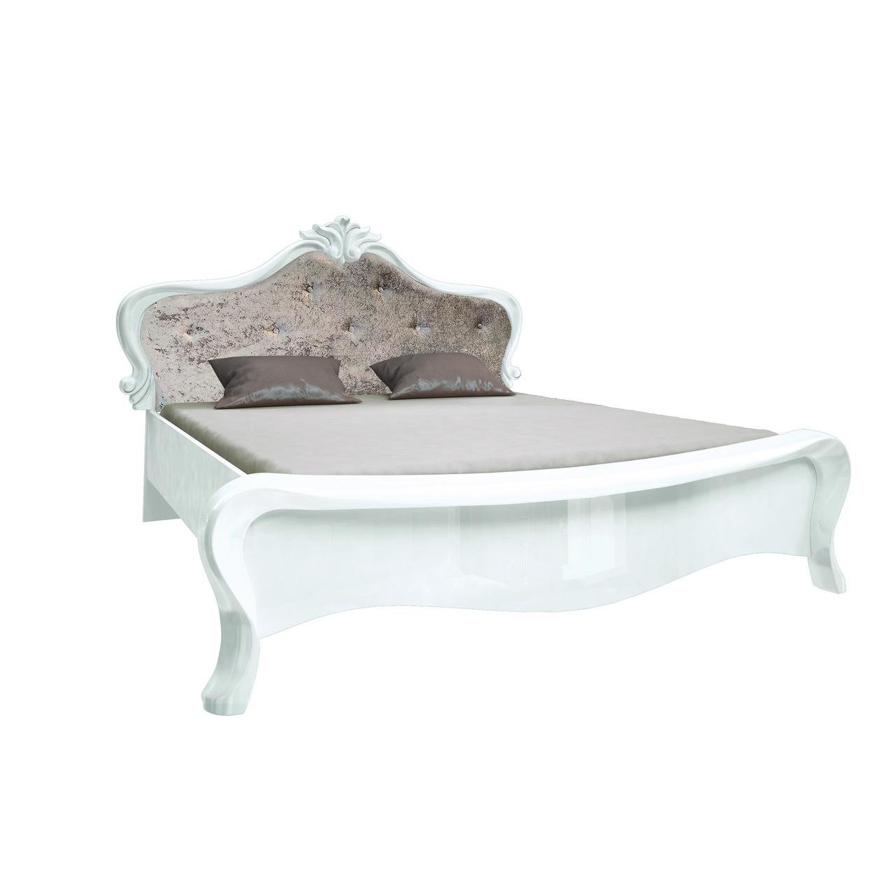 Ліжко з м'якою спинкою Міро-Марк Provance 160х200 см Глянець білий (PV-37-WB)