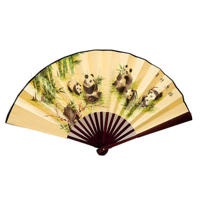 Веер двухсторонний Панды 33х58 см Бежевый (B1117)