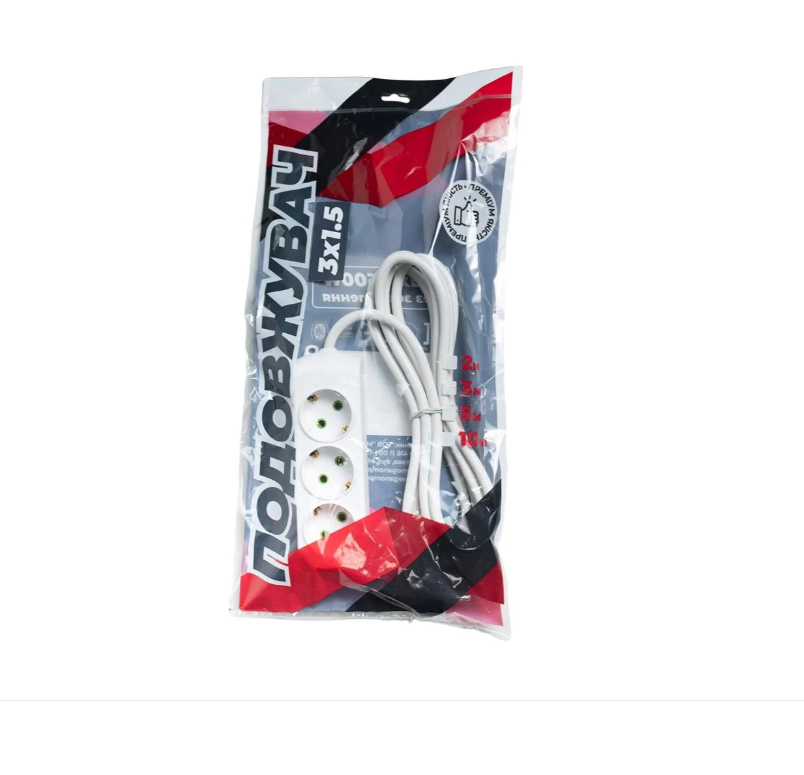 Подовжувач 3 гнізда 5 м з/з МЕГАтек ПВС 3 x1,5 м (НФ-00001211) - фото 1