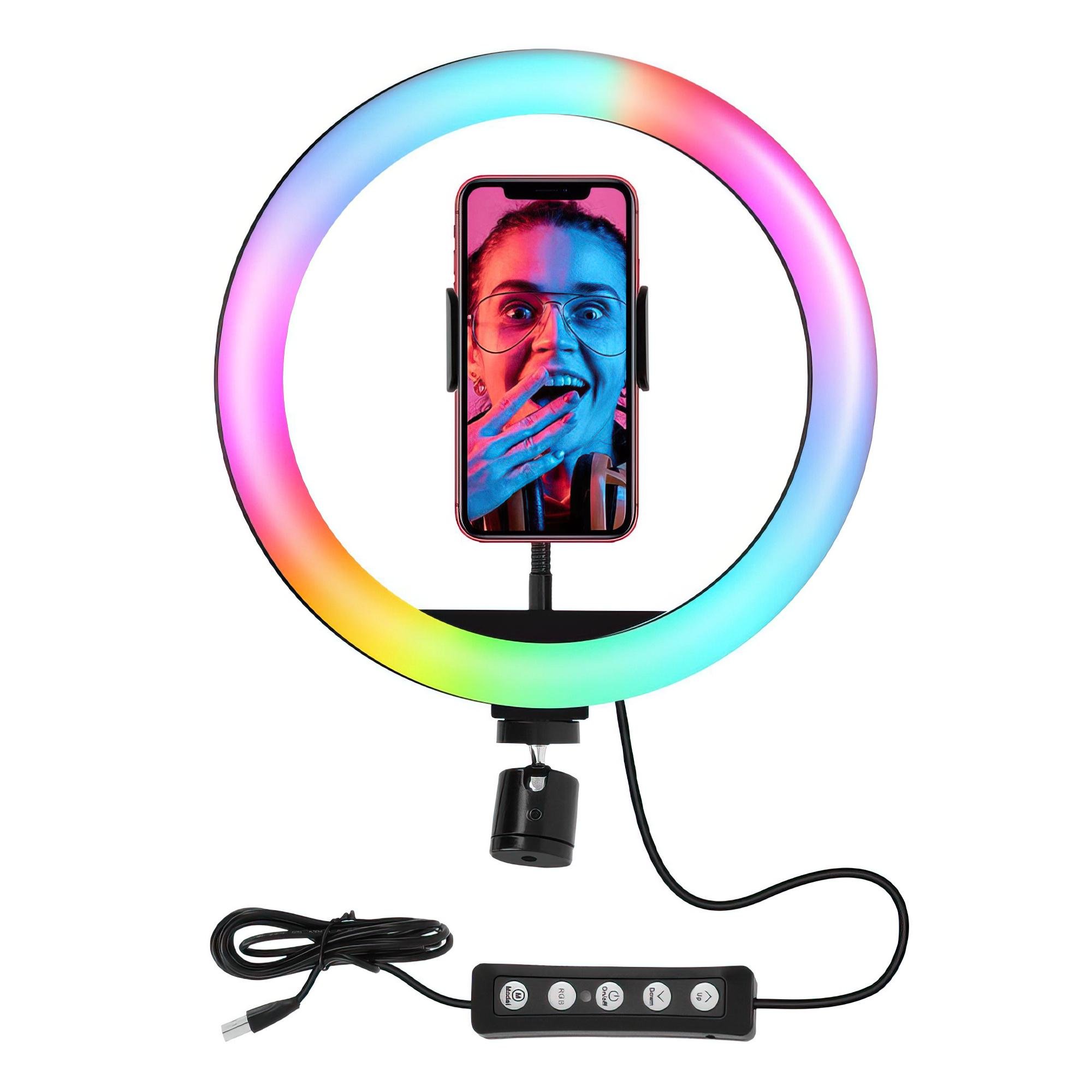 Светодиодная кольцевая лампа RGB 33 см для фото- и видеосъемки Светодиодная кольцевая лампа RGB 33 см для фото- и видеосъемки