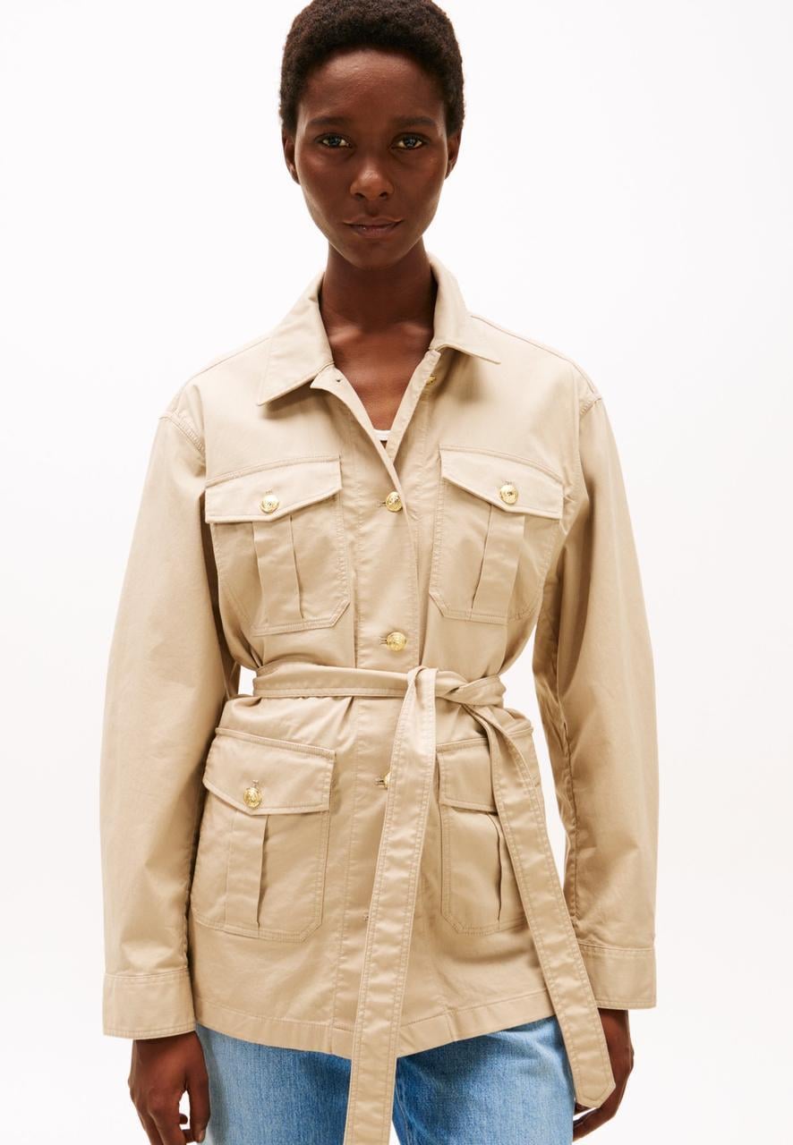 Куртка женская Tommy Hilfiger Gold Button Belted Utility Jacket S Бежевый (2770358603)