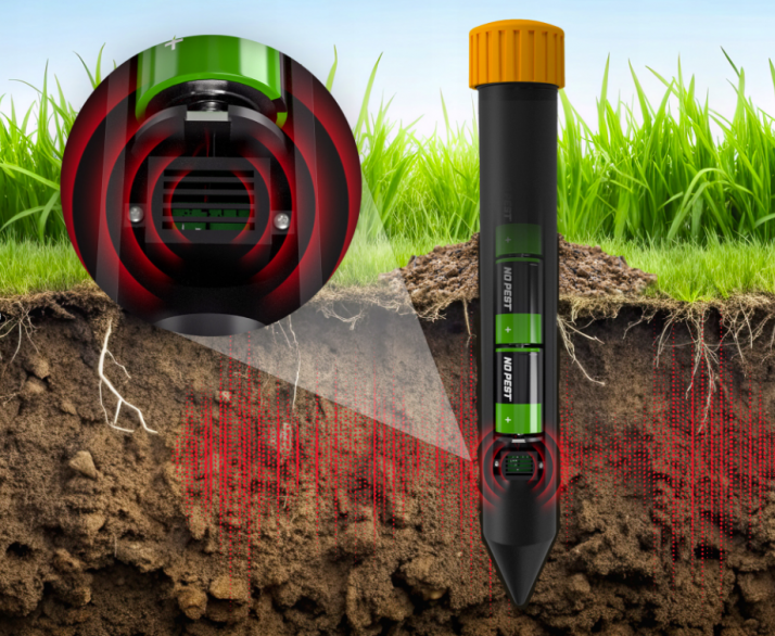 Відлякувач для кротів No Pest Sonic Shock Repeller 800 800 м2 - фото 6