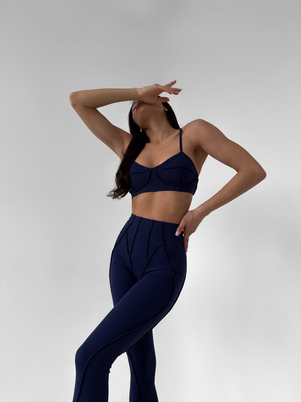 Топ со швами наружу с чашками M Темно-синий (RTPX05M) - фото 3