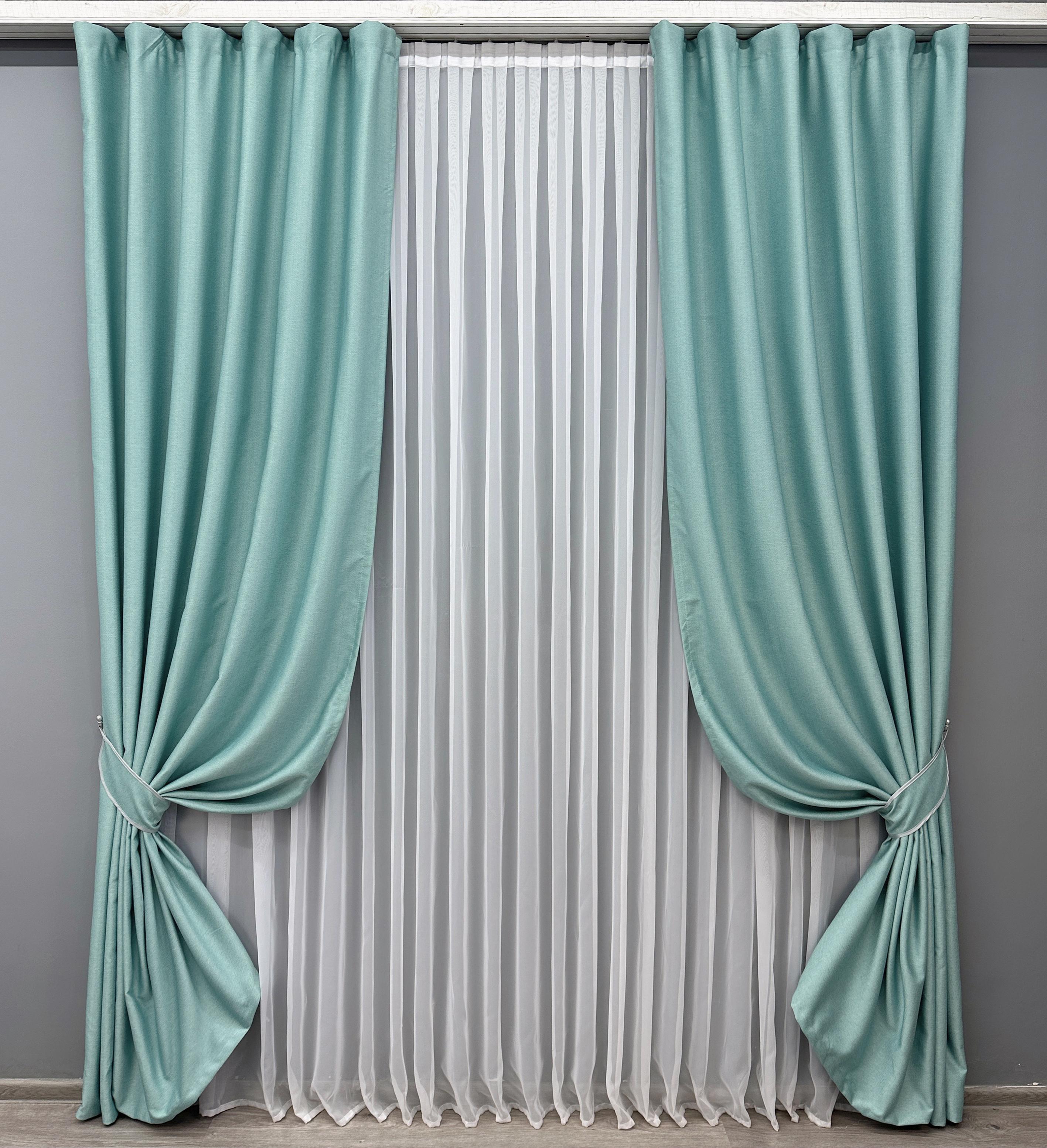 Комплект готових штор VR-Textil Шеніл однотонний №1697ш 150х270 см 2 шт. Світло-бірюзовий (33-0596) - фото 1 Комплект готових штор VR-Textil Шеніл однотонний №1697ш 150х270 см 2 шт. Світло-бірюзовий (33-0596) - фото 1