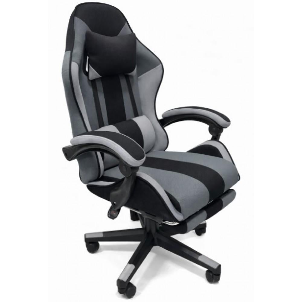 Крісло геймерське з тканини та 2 подушки Bonro B-963 Чорно-сірий (42412175) Крісло геймерське з тканини та 2 подушки Bonro B-963 Чорно-сірий (42412175)