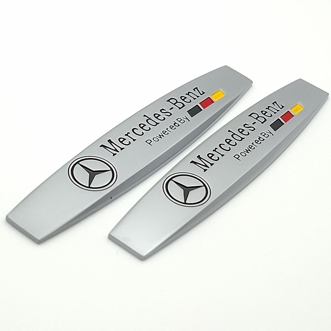 Эмблема на крылья Mercedes Benz 10х1,8 см Хром матовый (2608907447)