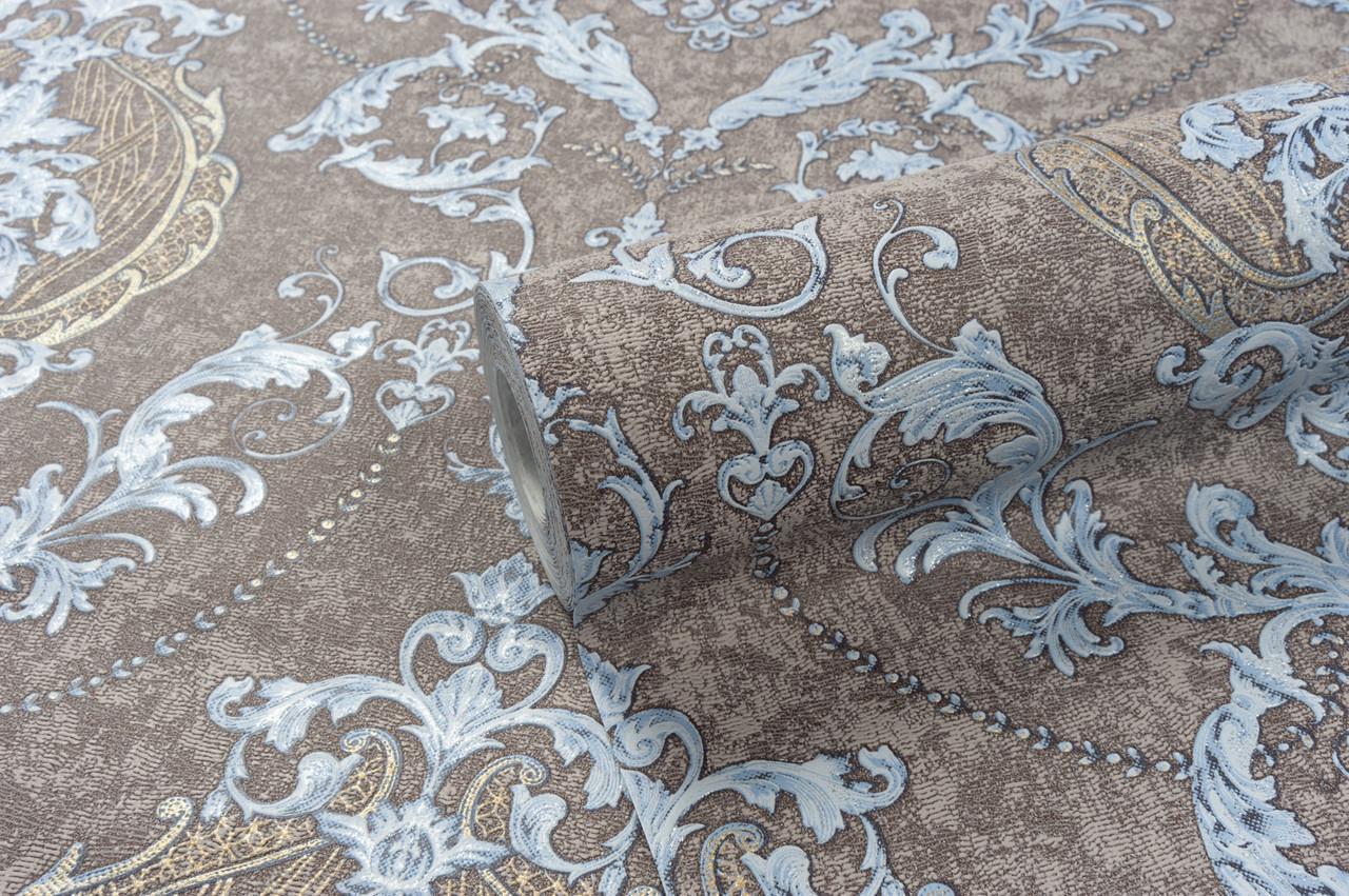 Обои флизелиновые Vinil Малена ДХV-1484 Декор вспененный винил LS 1,06х10,05 м Коричневый