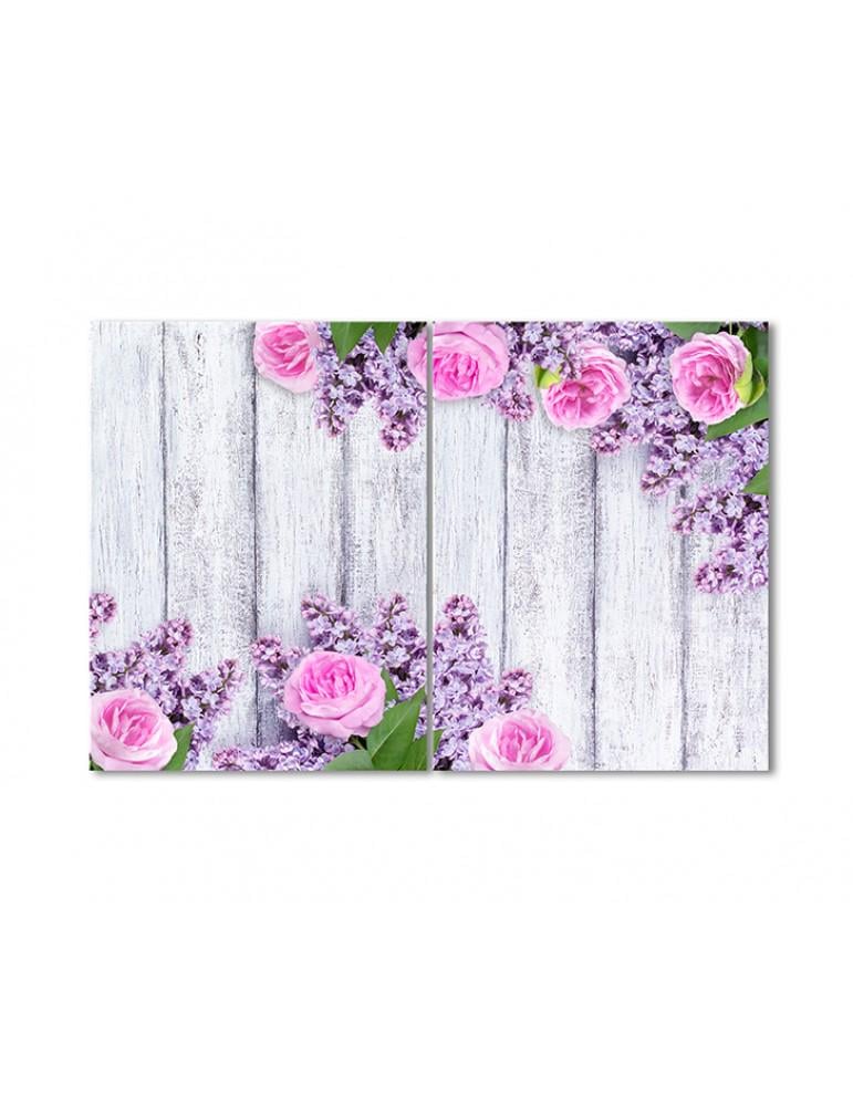 Картина модульная Сирень и розовые розы 2 модуля 30х45 см