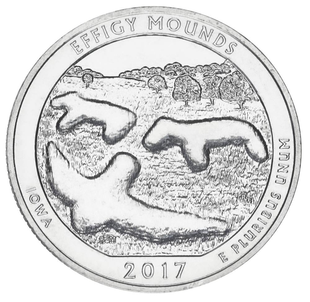Колекційна монета США 25 центів квотер 2017 D "Національні парки Еффіджі-Маундз 36-й парк" UNC KM 653
