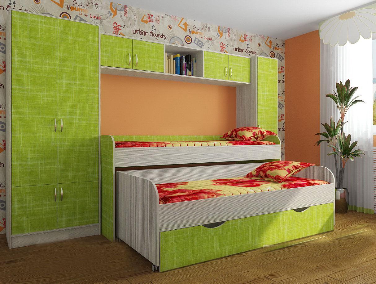 Дитяча кімната k-012 2000х1000х832 мм Дуб молочний/Лайм(259)