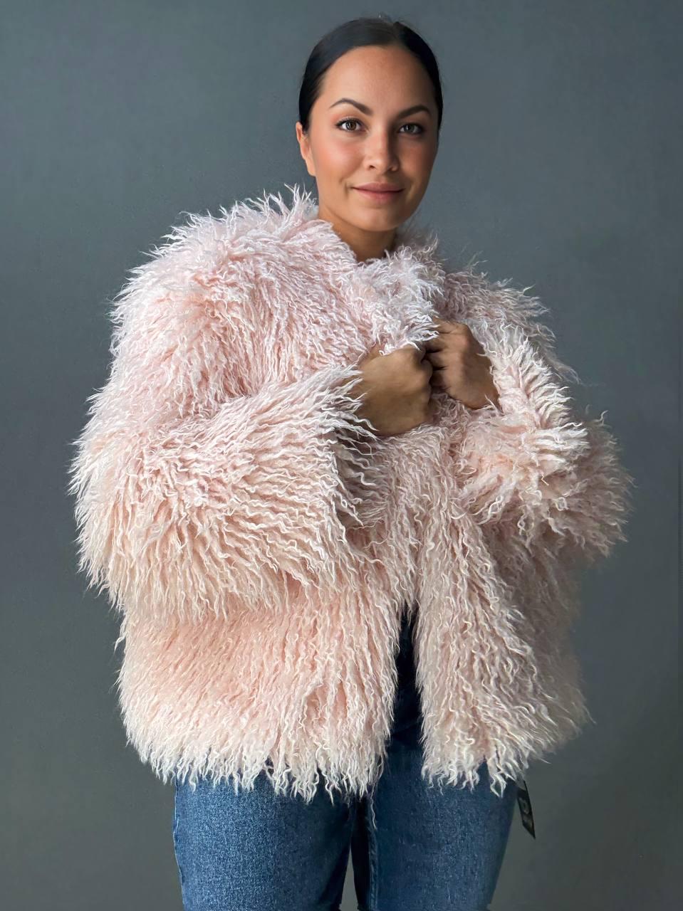 Шуба женская LADY YEP 10051 искусственный мех под ламу короткая L Розовый (4912) - фото 6