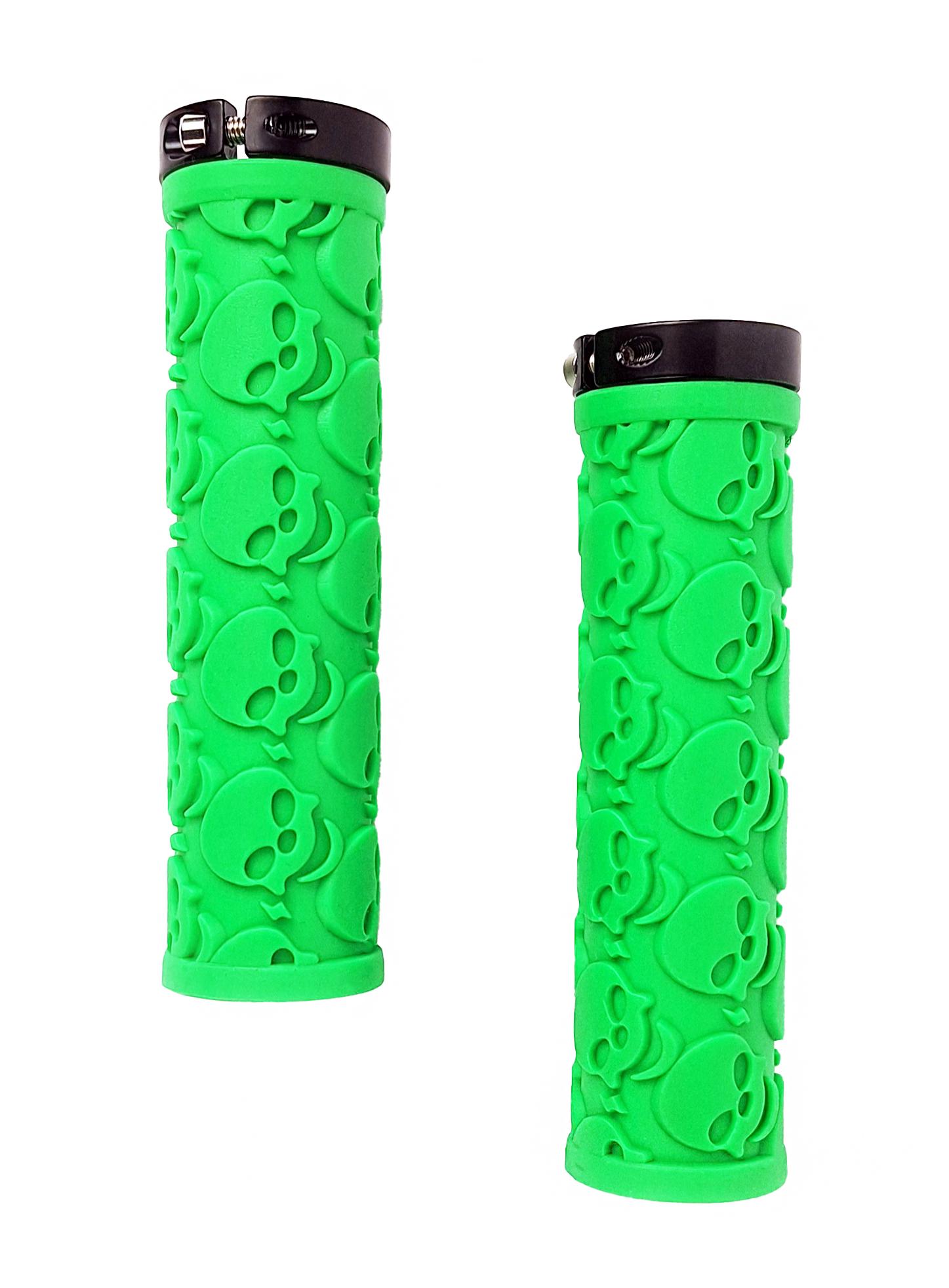 Грипсы резиновые прямые с черепами с алюминиевым замком 125 мм Зеленый (G0001020)