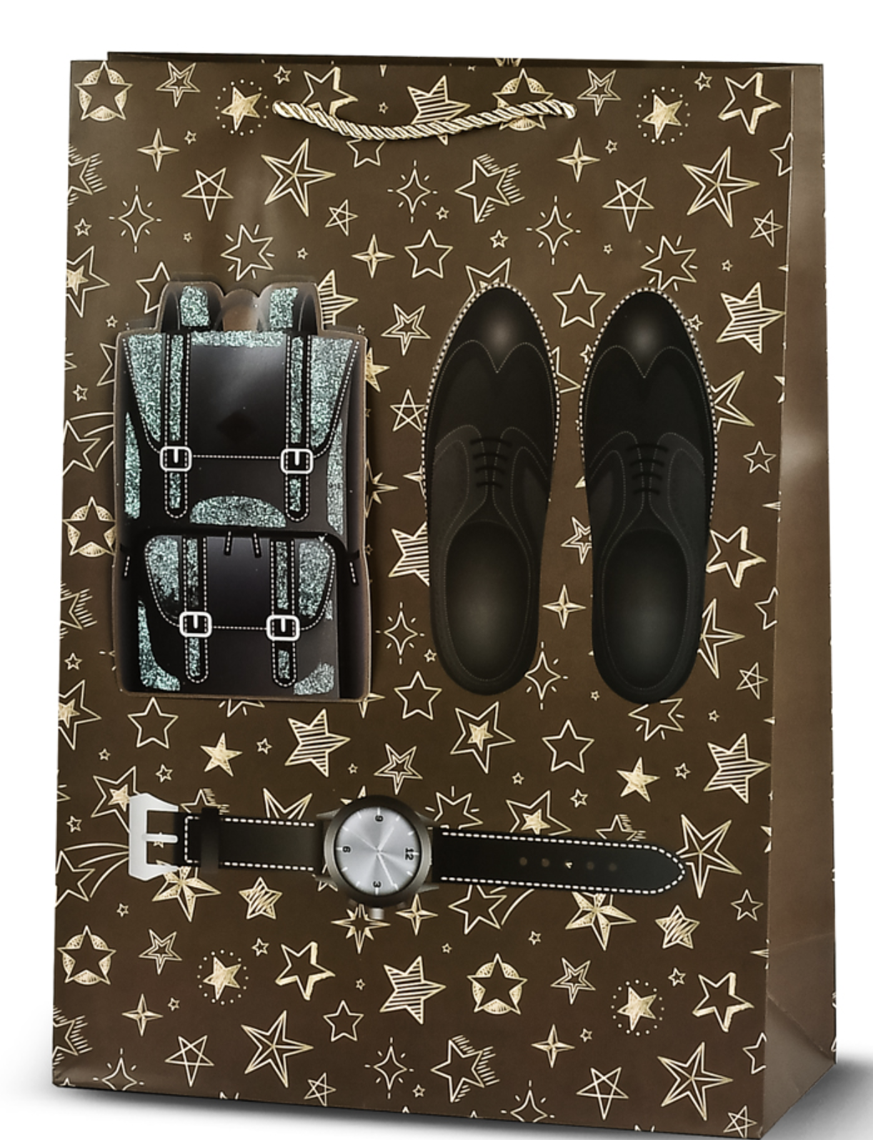 Пакет подарунковий паперовий R97041-S S Men's style 3D 18х23х10 см Пакет подарунковий паперовий R97041-S S Men's style 3D 18х23х10 см