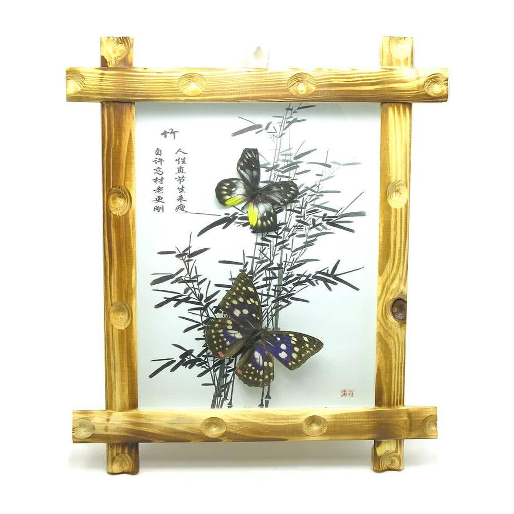 Картина Бабочки в деревянной рамке на фоне 34х29х4 см (25978)