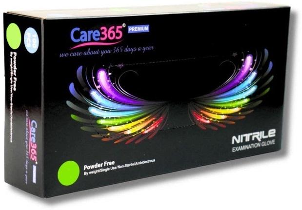 Перчатки нитриловые Care 365 без пудры М 100 шт. Черный