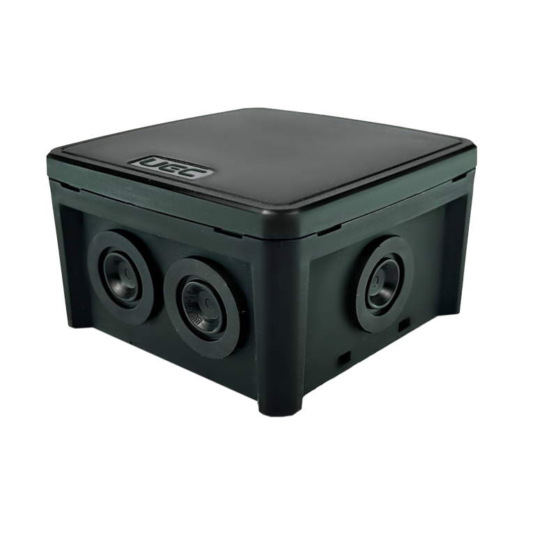 Распределительная коробка UEC 75x75x48 наружная 6 вводов IP65 Черный (JB-075-075-048-G-IP65-BL)