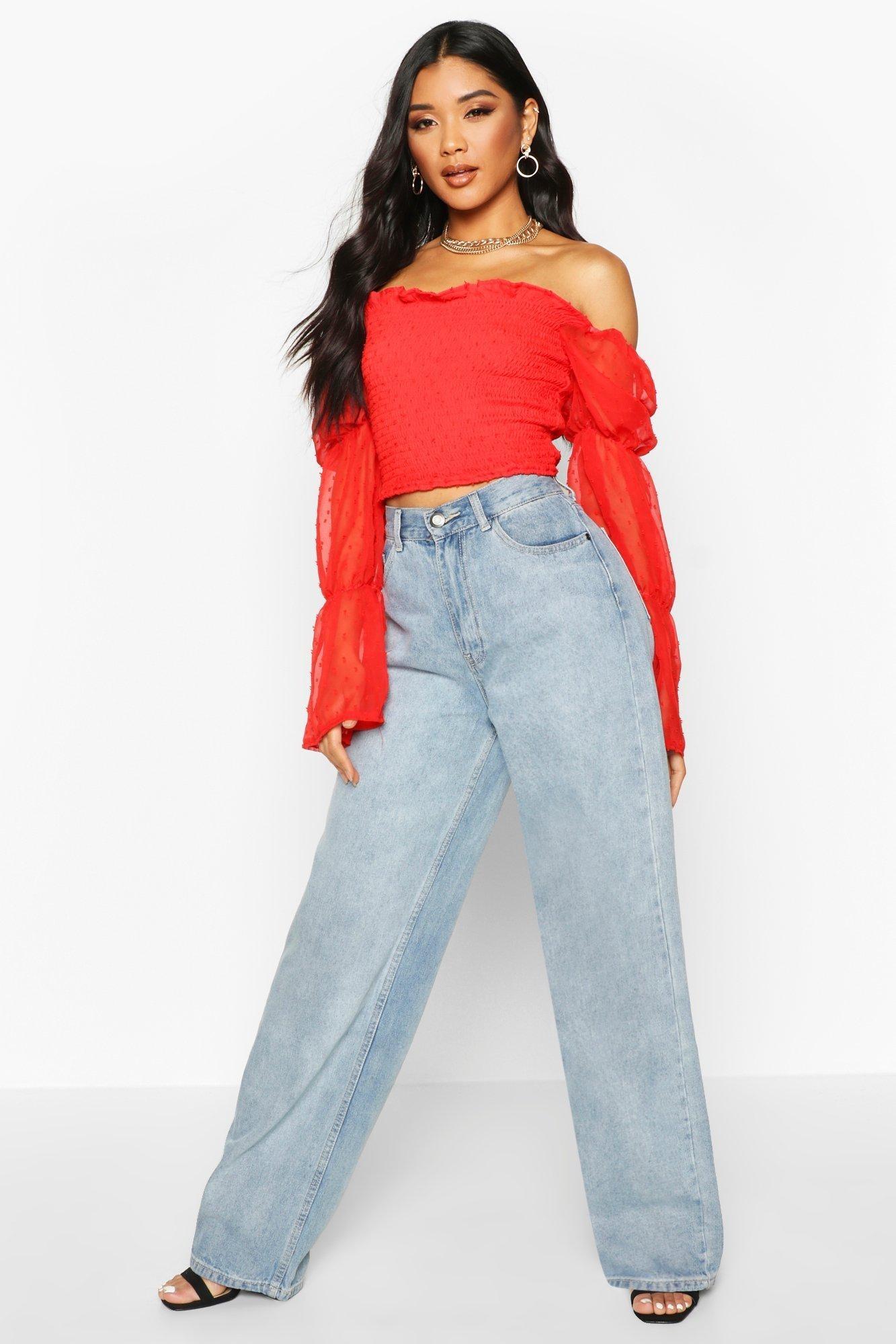 Топ женский Boohoo с открытыми плечами L Красный (10265/46)