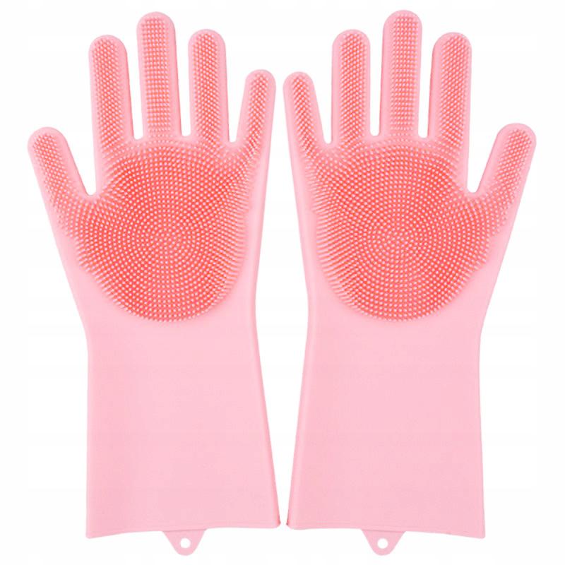 Перчатки со щеткой Silicone Magic Gloves для уборки и мытья посуды силиконовые Пудровый (AR004084)