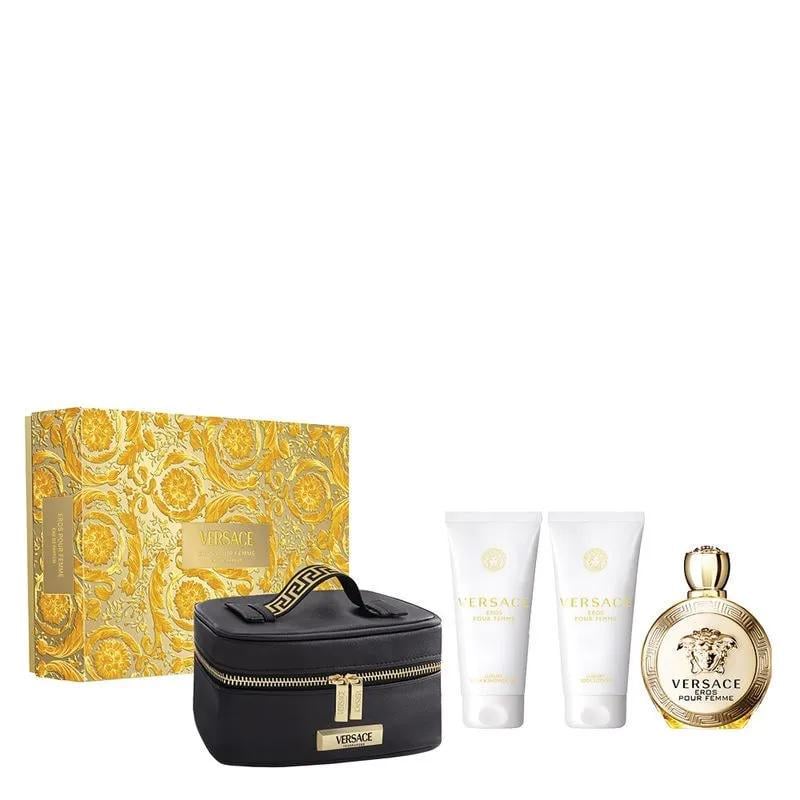 Подарунковий набір для жінок Versace Eros парфумована вода 100 мл/лосьйон для тіла 100 мл/гель для душу та сумка (382871)