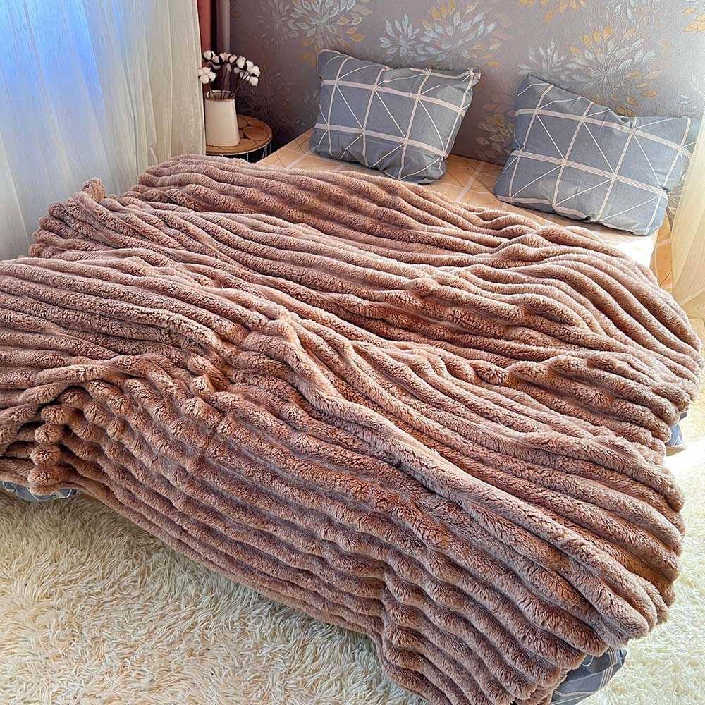 Плед широкая полоска 200х230 см Темно-бежевый (Д-Mpled003/2-02) - фото 2