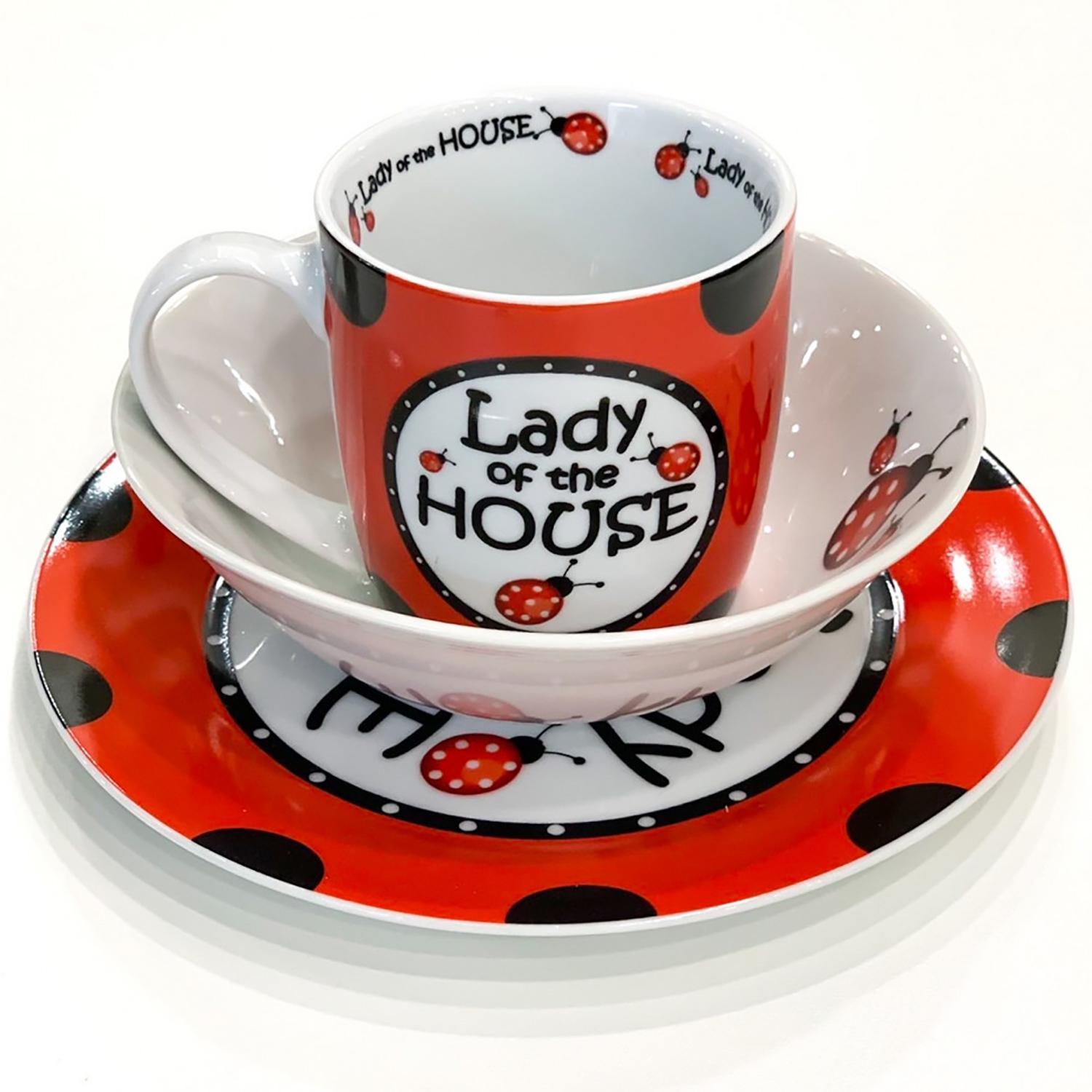 Набор детской посуды Божья коровка микс фарфоровой 3 пр. (25826482)