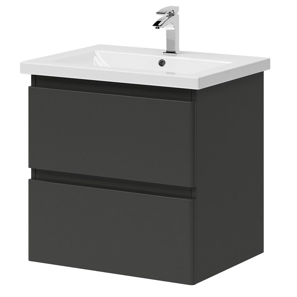 Тумба Aquarius Teffi подвесная с умывальником Комо 60 Графит (12113)