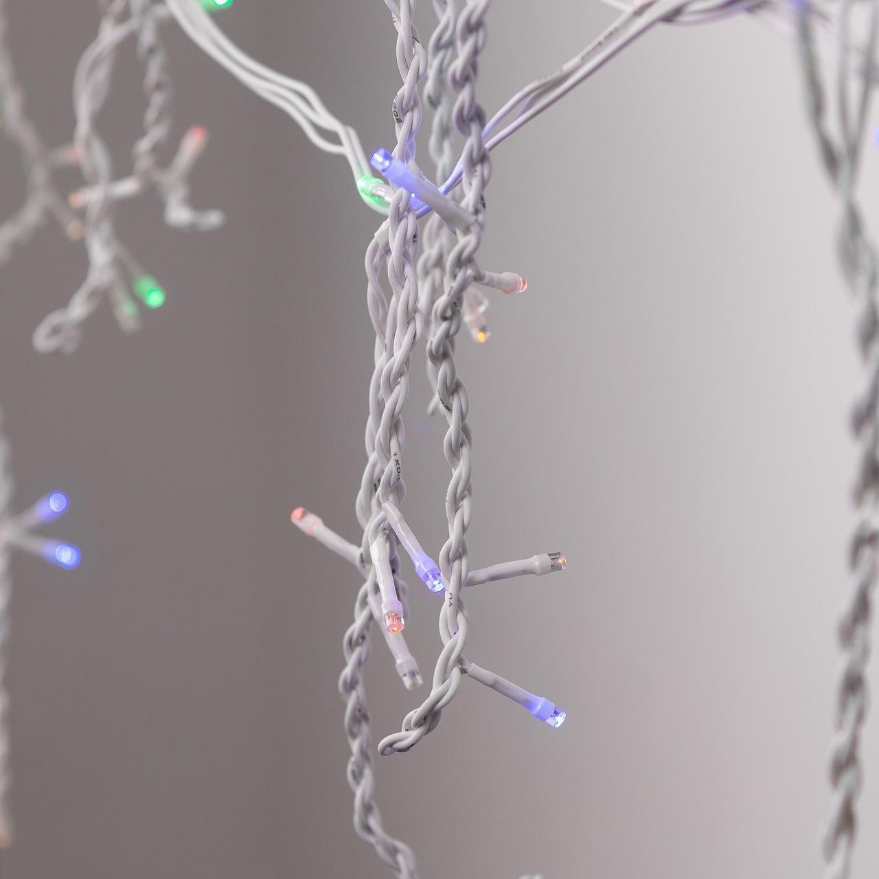 Гирлянда уличная светодиодная 135 LED белый провод бахрома 27 нитей 6 м Разноцветный (3024)