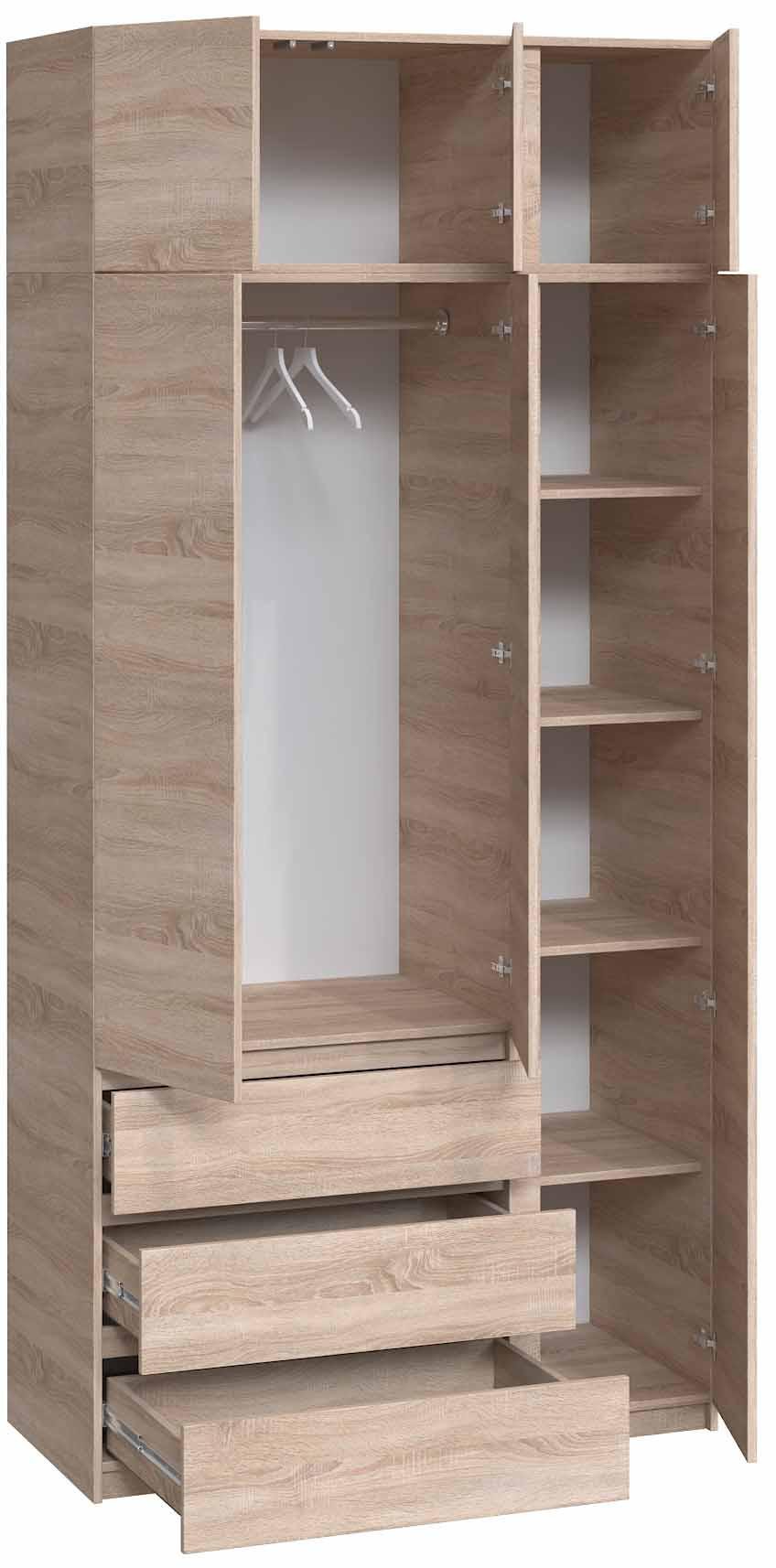 Шафа з антресоллю та дзеркалом Майстер Форм Брайт правостороння 1200х520х2400 мм Дуб сонома (32390) - фото 2 Шафа з антресоллю та дзеркалом Майстер Форм Брайт правостороння 1200х520х2400 мм Дуб сонома (32390) - фото 2