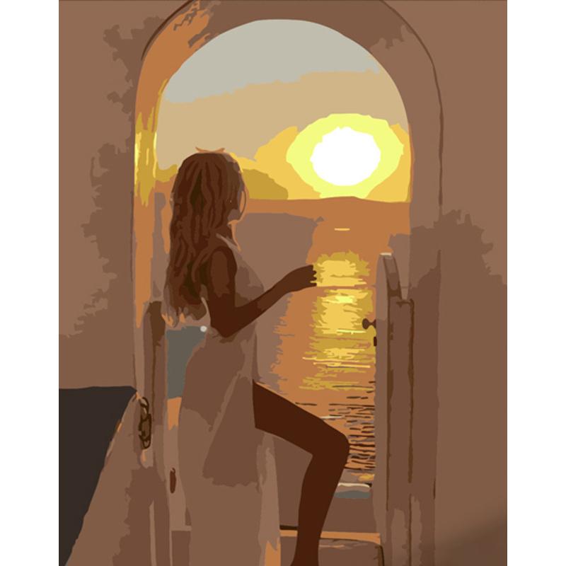 Картина по номерам Strateg Премиум Закат в Греции 40x50 см (DY381)