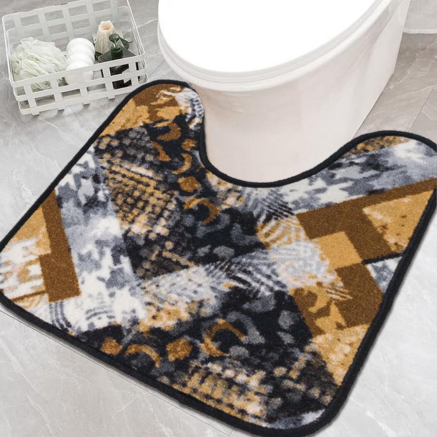 Килимок в туалет Taba 320-1 з вирізом для унітазу 57х60 см Сірий Бежевий (25809133)