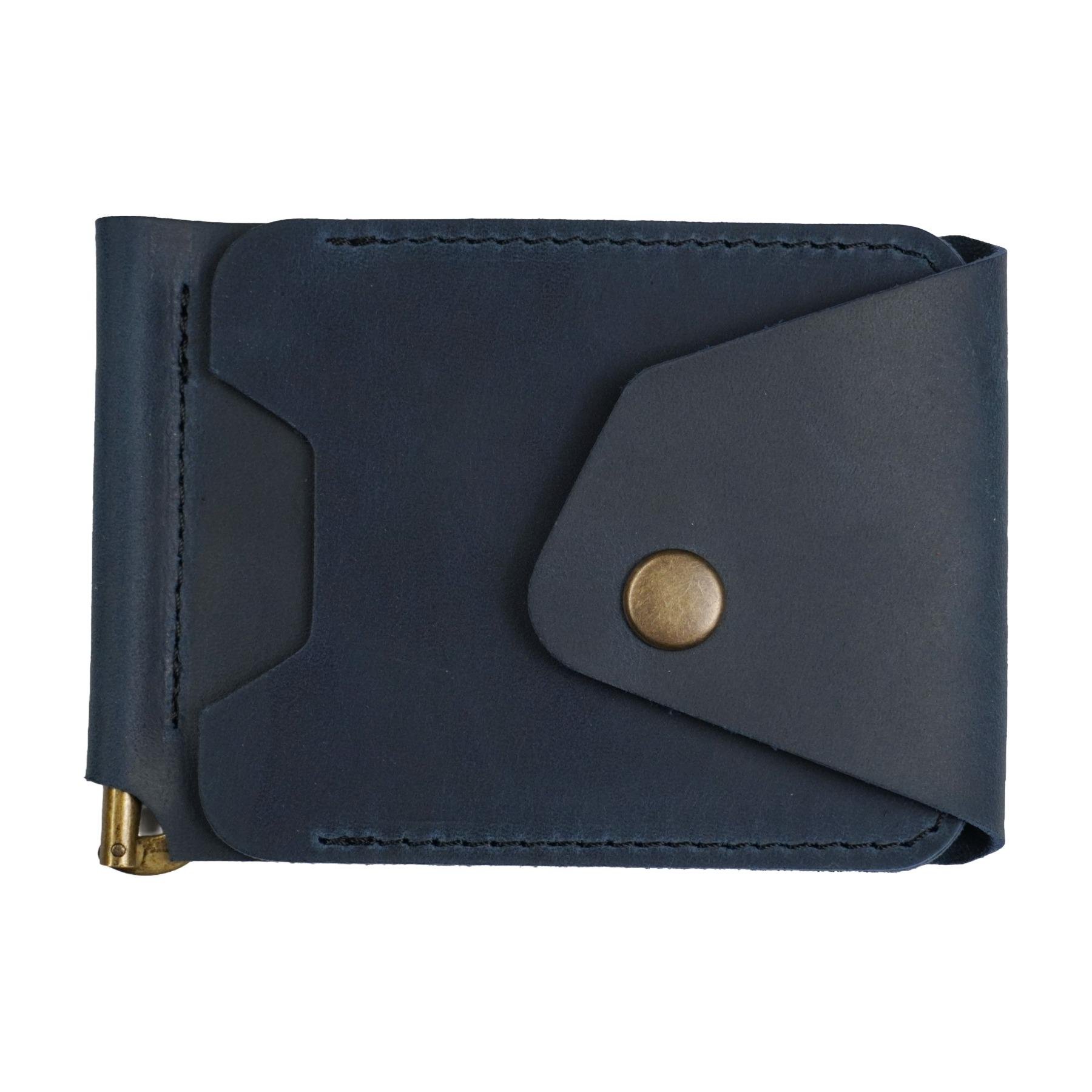 Зажим для денег с монетницей Crazy Horse кожаный M-10 Синий