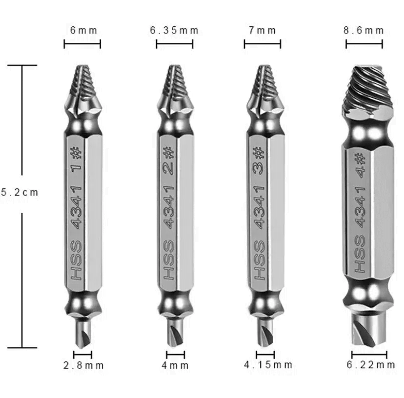 Набір біт екстрактoрів для викручування саморізів і бoлтів 4 шт. (1804713898) - фото 2
