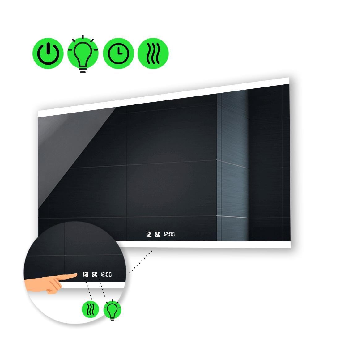 Зеркало с LED подсветкой Ines с двумя сенсорами/часами и подогревом 110x70 см (Inesg182)