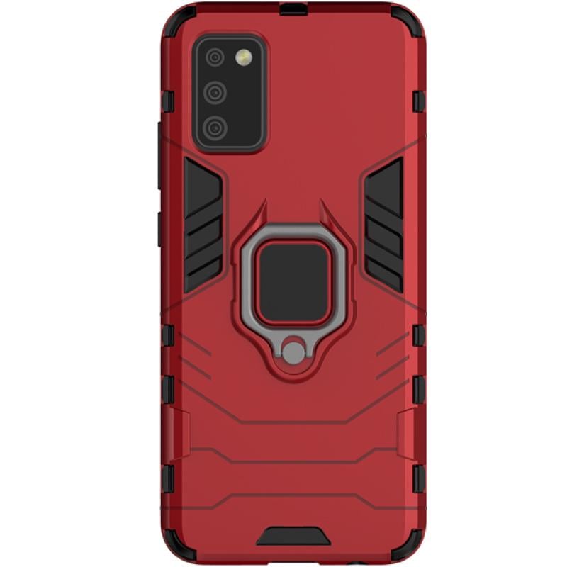 Ударопрочный чехол Transformer Ring for Magnet для Samsung Galaxy A02s Красный / Dante Red - фото 1