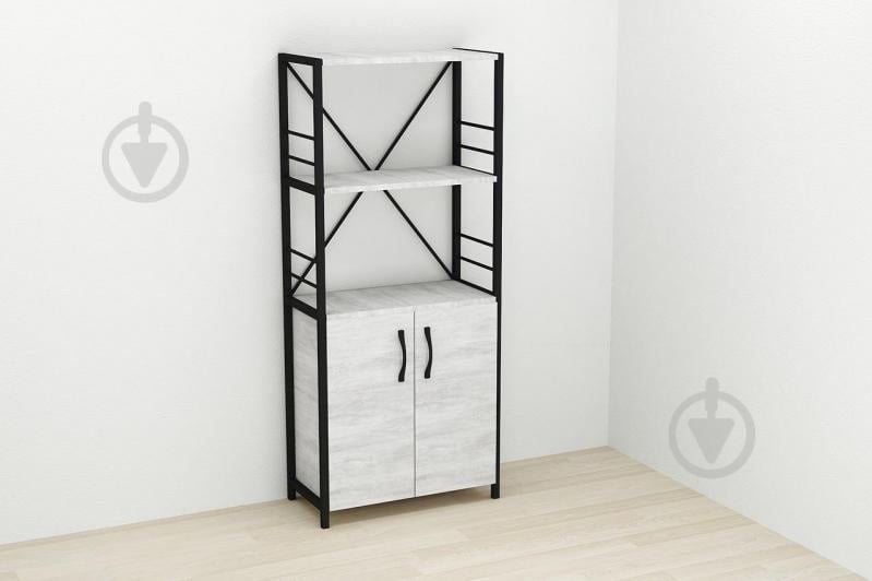 Этажерка 3/60 Ferrum-decor Серии Конект с тумбой  144x60x28 Черный ДСП Урбан Лайт (FD1027)