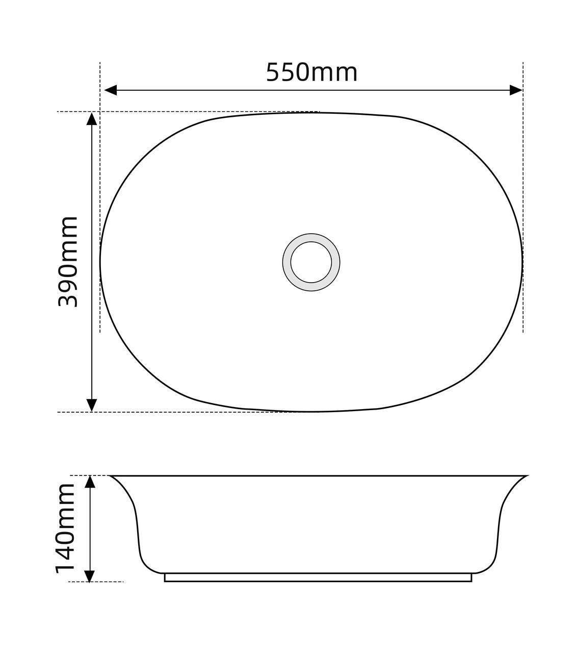 Раковина накладна MIXXUS Premium ELLIPSE-0103 550х390х140 мм (MP6553) - фото 3