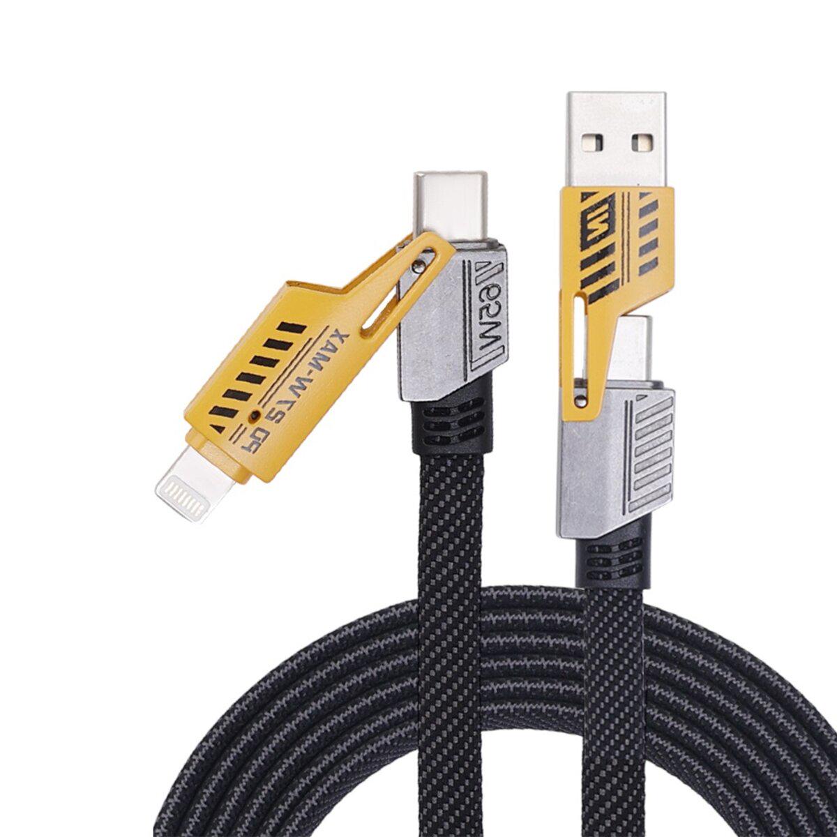 Кабель Wuw X207 USB А-USB С/Lightning-Type C/4в1 Черный (6972573336524)