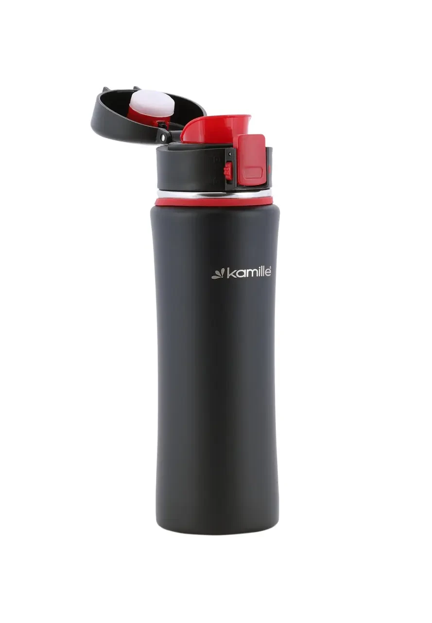 Спортивний термос-пляшка Kamille 500 мл із нержавіючої сталі Червоний (KM-2066) - фото 4
