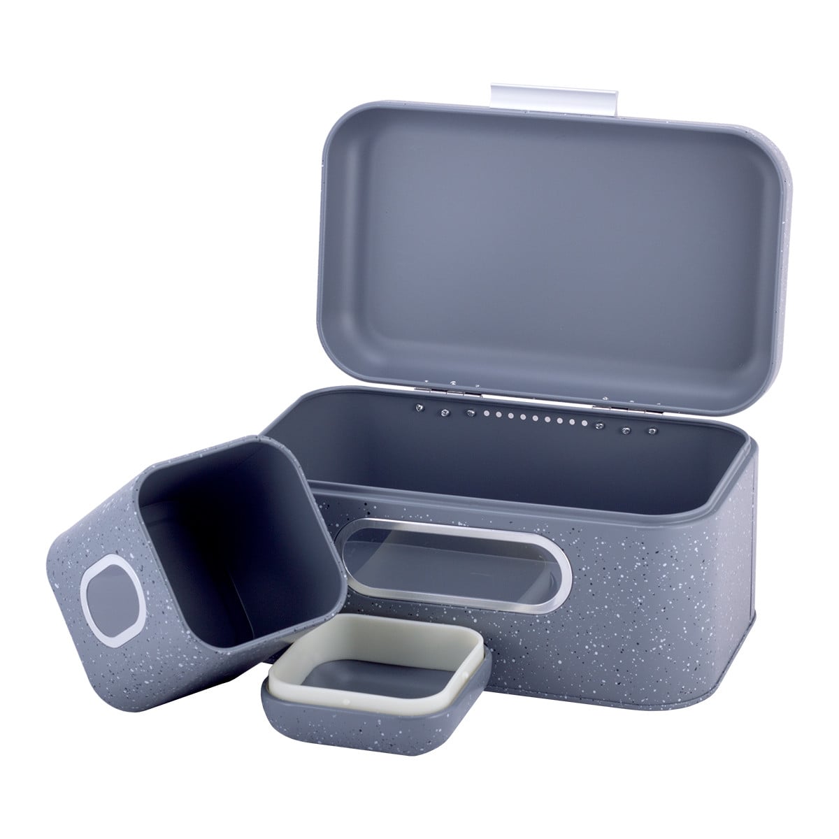 Хлебница Kamille 30 см из нержавеющей стали с 2 емкостями для хранения Серый KM-1112