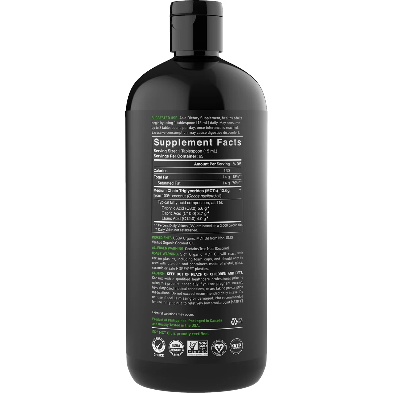 Масло МСТ Sports Research MCT Oil без вкуса 946 мл (1430697808) - фото 2