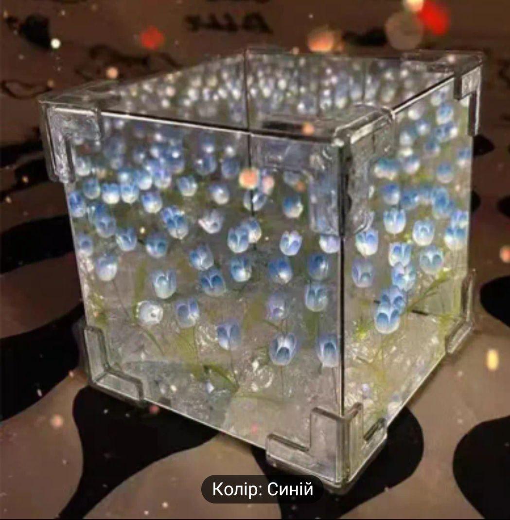 Ночник Куб с тюльпанами Собранный 10х10 см Голубой (Л - 024) - фото 3 Ночник Куб с тюльпанами Собранный 10х10 см Голубой (Л - 024) - фото 3