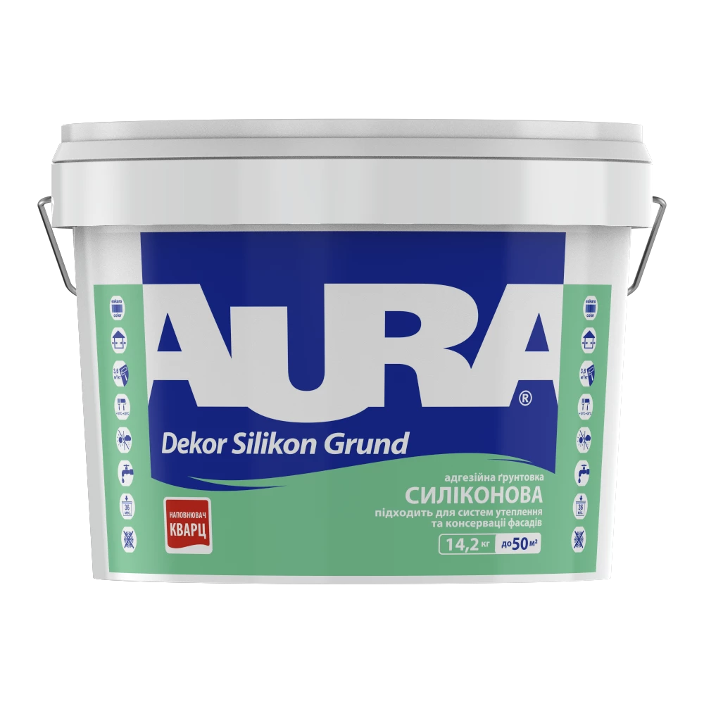 Грунтовка с кварцевым песком Aura Dekor Silikon Grund адгезионный 10 л (2568982896)