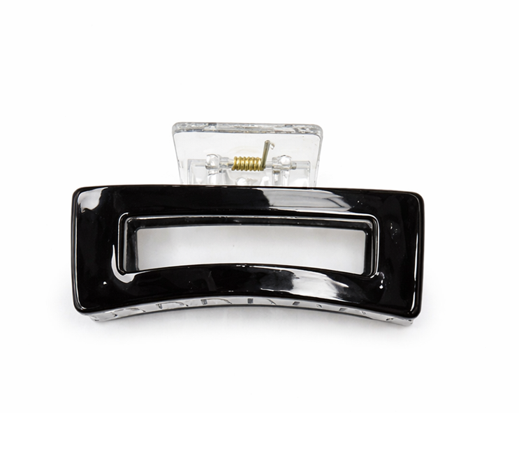 Крабик для волосся прямокутний глянцевий з металевим механізмом 8,5 см Чорний (2934095514)