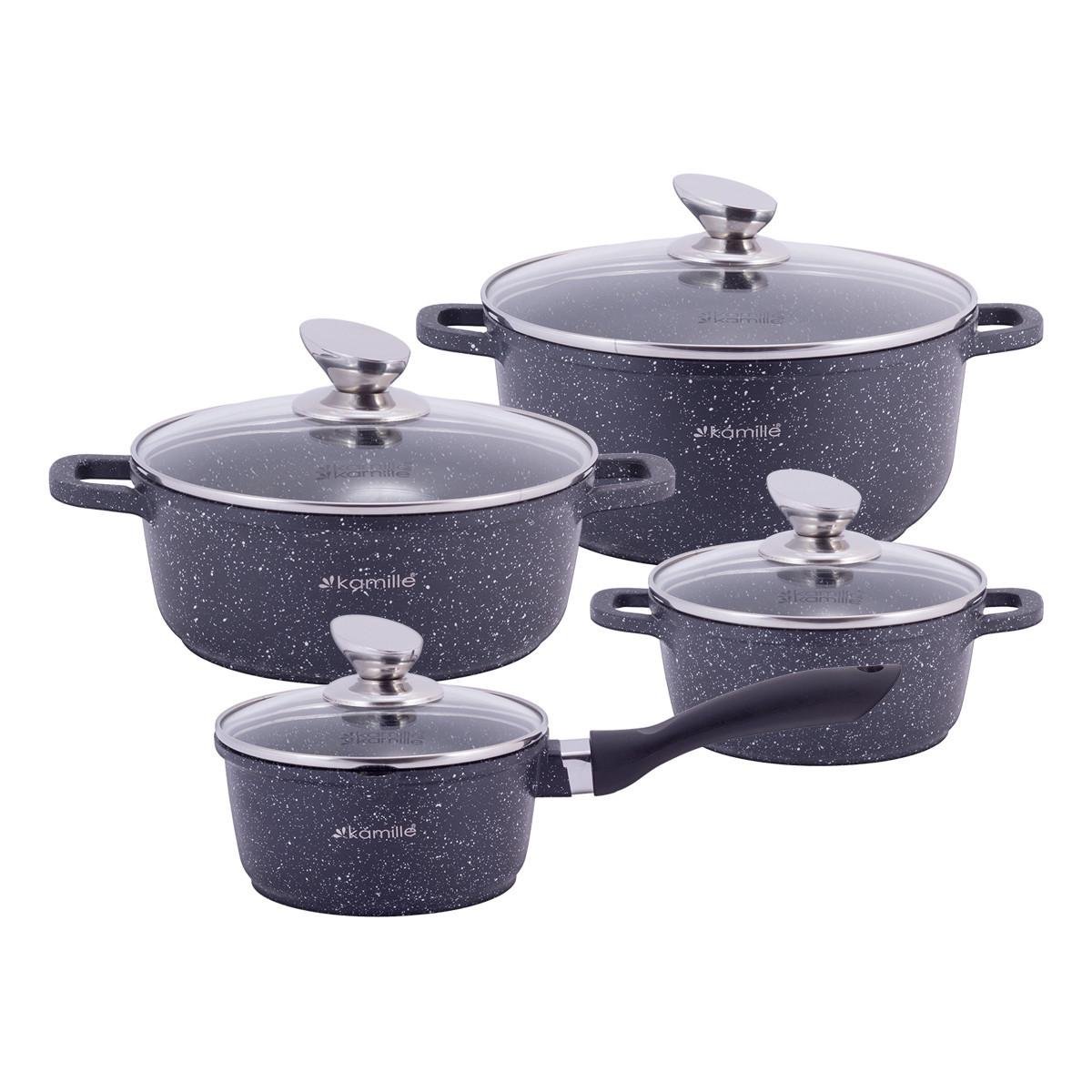 Набор посуды Kamille из литого алюминия для индукции и газа 1,5 л 1,25 л 2,3 л 4,5 л